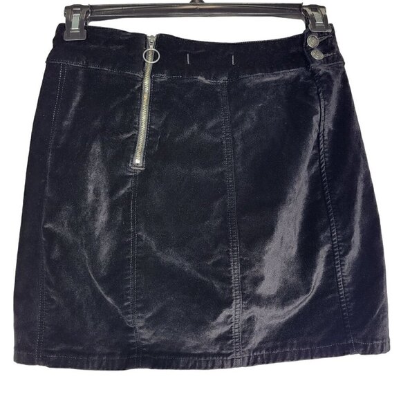 Free People Women's Black Velvet Button Stretch Mini Skirt Size 29 - Picture 8 of 13